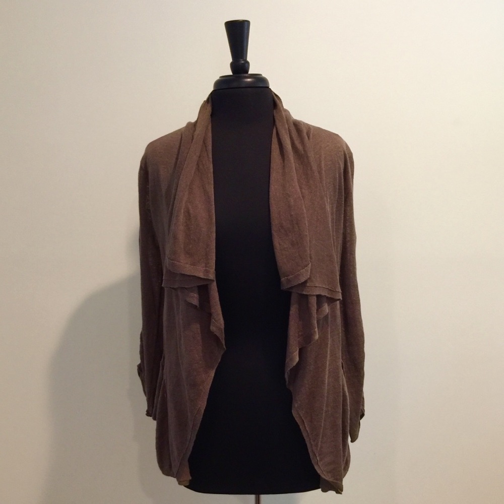 AQUA Soft Brown Cardigan, Size XS